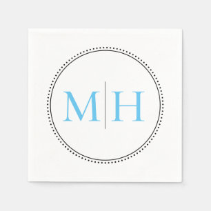 Servilleta De Papel Elegante Minimalista Boda Monograma Azul Cielo
