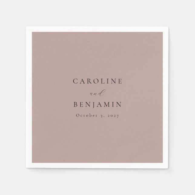 Servilleta De Papel Elegante Minimalista Dusty Mauve Calligraphy Boda (Anverso)
