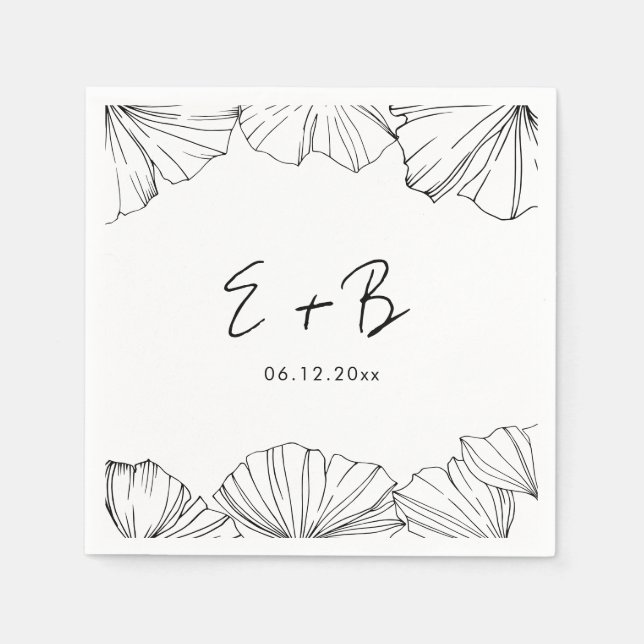 Servilleta De Papel Elegante minimalista Ginkgo Biloba boda (Anverso)