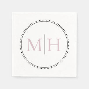 Servilleta De Papel Elegante Minimalista Rosa Beige Monograma Boda