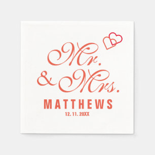 Servilleta De Papel Elegante Mint gris Mr. y la Sra. Boda Monogram Nap