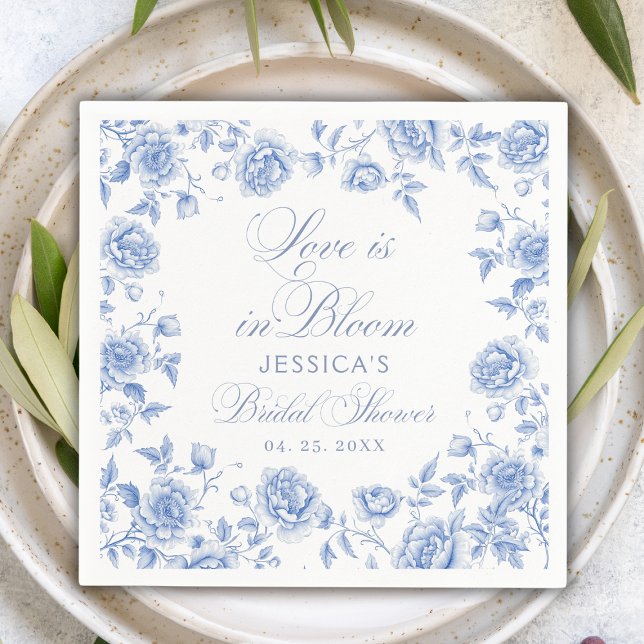 Servilleta De Papel Elegante Moda Blue Toile Chinoiserie Bridal Shower (Subido por el creador)