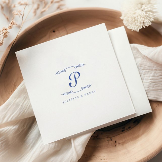 Servilleta De Papel Elegante Moda Boda inicial azul francés (Subido por el creador)