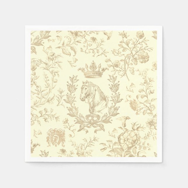 Servilleta De Papel Elegante Moda Elegante Elegante Beige Cream Toile  (Anverso)