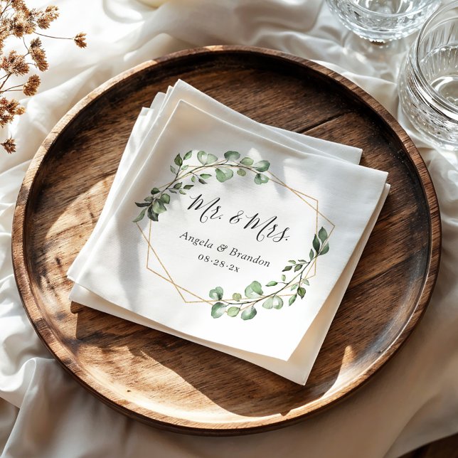 Servilleta De Papel Elegante Moda Eucalyptus Sr. y Sra. Boda (Subido por el creador)