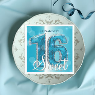 Servilleta De Papel Elegante Moda Glam Blue Sapphire Gemstone Sweet 16