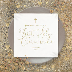 Servilleta De Papel Elegante Moda Guión de Oro Primera Comunión Santa