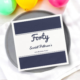 Servilleta De Papel Elegante Moda Marina Azul Blanco Moderno 40 cumple