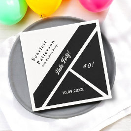 Servilleta De Papel Elegante Moda moderna blanca y negra 40 cumpleaños