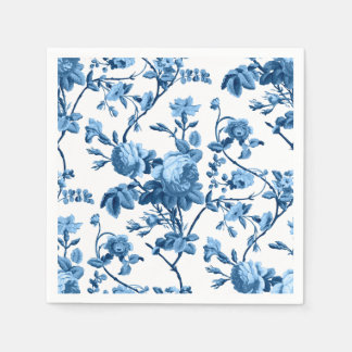Servilleta De Papel Elegante Moda Vintage Azul Rosa Floral