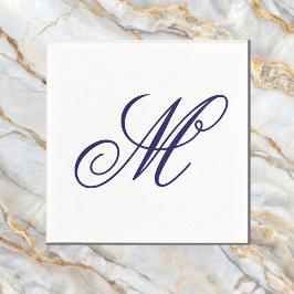 Servilleta De Papel Elegante Monograma Azul de la Marina Inicial
