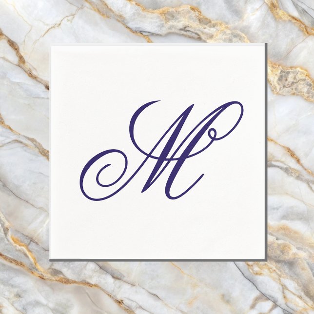 Servilleta De Papel Elegante Monograma Azul de la Marina Inicial (Subido por el creador)