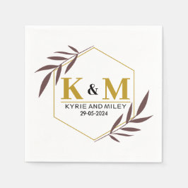 Servilleta De Papel elegante monograma boda oro