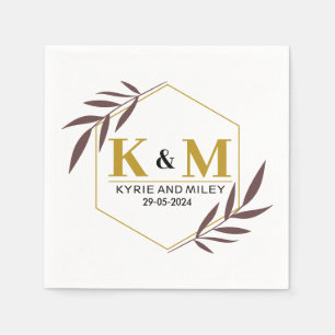 Servilleta De Papel elegante monograma boda oro