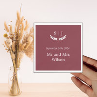 Elegante Monograma Cena de tono rojo oscuro de joy