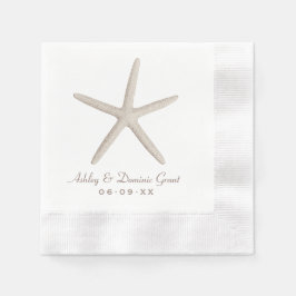 Servilleta De Papel Elegante Monograma de Estrella de Mar Beige Neutra
