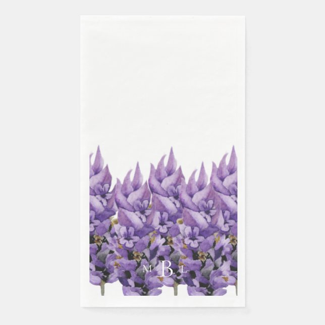 Servilleta De Papel Elegante Monograma de Lavanda  (Anverso)