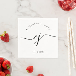 Servilleta De Papel Elegante Monograma de Letra Moderna Boda Minimalis