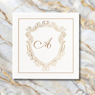 Servilleta De Papel Elegante Monograma de Oro Inicial