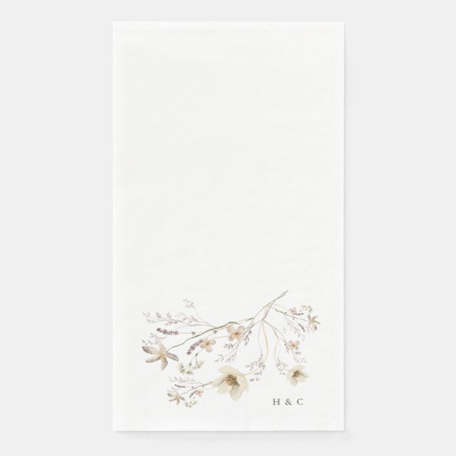 Servilleta De Papel Elegante Monograma de Primavera Boda de Flor Silve (Anverso)