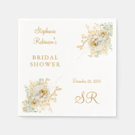 Servilleta De Papel Elegante Monograma Dorado Floral Bridal Ducha