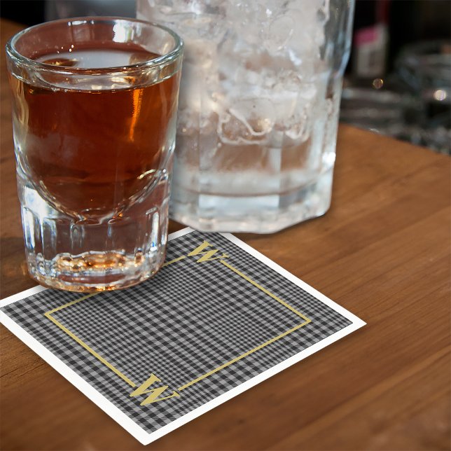 Servilleta De Papel Elegante Monograma dorado negro (Subido por el creador)