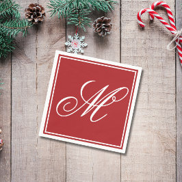 Servilleta De Papel Elegante Monograma Fiesta de Navidades iniciales