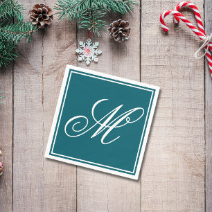 Servilleta De Papel Elegante Monograma Fiesta de Navidades iniciales