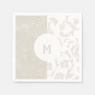 Servilleta De Papel Elegante Monograma Floral Damask Neutral para Fies