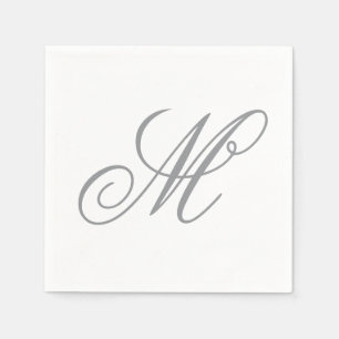 Servilleta De Papel Elegante Monograma Gris Inicial
