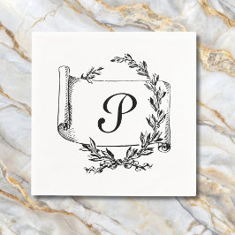 Servilleta De Papel Elegante Monograma Inicial