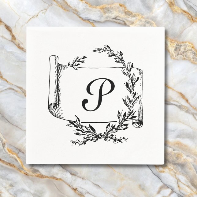 Servilleta De Papel Elegante Monograma Inicial (Subido por el creador)