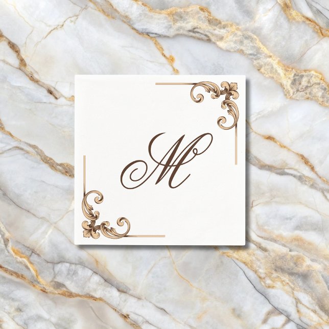 Servilleta De Papel Elegante Monograma Inicial (Subido por el creador)