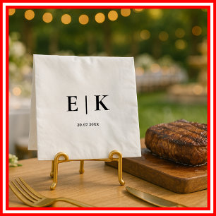 Servilleta De Papel Elegante Monograma Moderno Boda simple