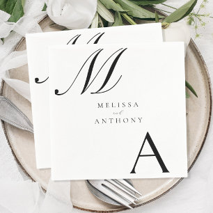 Servilleta De Papel Elegante Monograma Moderno Minimalista Boda