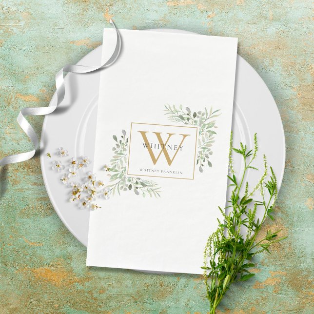 Servilleta De Papel Elegante Monograma Moderno Verde (Subido por el creador)