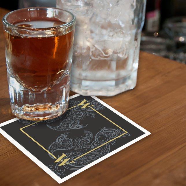 Servilleta De Papel Elegante Monograma Paisley Inicial (Subido por el creador)