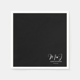 Servilleta De Papel Elegante Monograma Personalizado en Blanco y Negro
