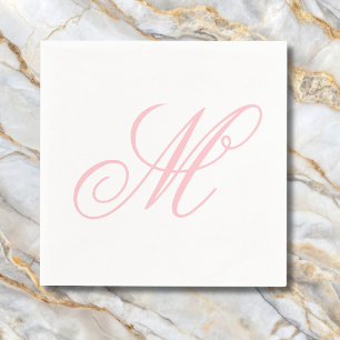 Servilleta De Papel Elegante Monograma Rosa Inicial