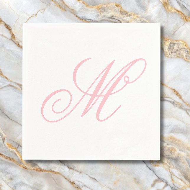 Servilleta De Papel Elegante Monograma Rosa Inicial (Subido por el creador)