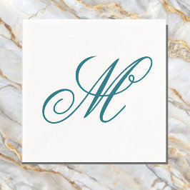 Servilleta De Papel Elegante Monograma Verde azulado Inicial