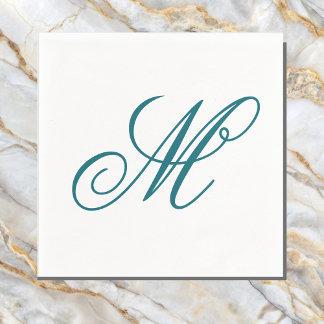 Servilleta De Papel Elegante Monograma Verde azulado Inicial