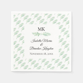 Servilleta De Papel Elegante Monograma Verde Boda Napkin