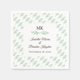 Servilleta De Papel Elegante Monograma Verde Boda Napkin