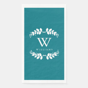 Servilleta De Papel Elegante Monogramado Turquesa