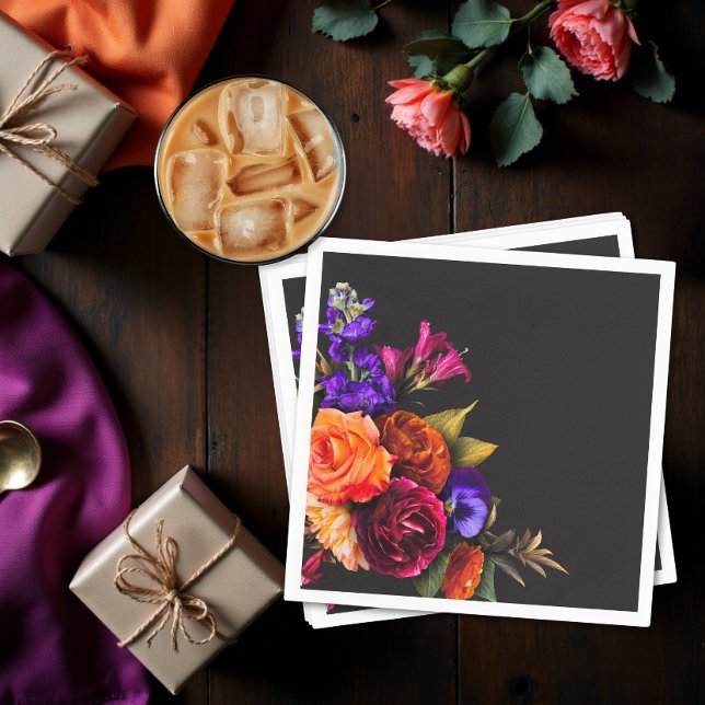 Servilleta De Papel Elegante Moody Vibrant Harvest Floral Shower (Elegant Moody Vibrant Harvest Floral Shower Napkins)