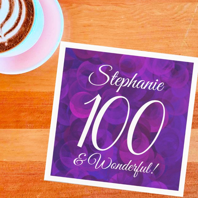 Servilleta De Papel Elegante morado 100 y maravillosa fiesta de cumple (Subido por el creador)
