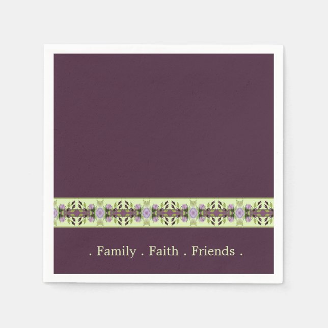 Servilleta De Papel Elegante Morado y Floral Mauve (Anverso)