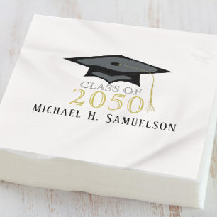 Servilleta De Papel Elegante Mortarboard Clásico de Graduación minimal