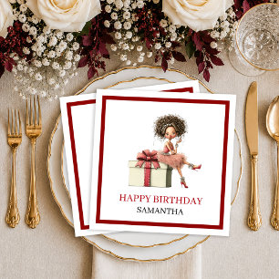 Servilleta De Papel Elegante Mujer de Dibujos Animados Marsala Guión S